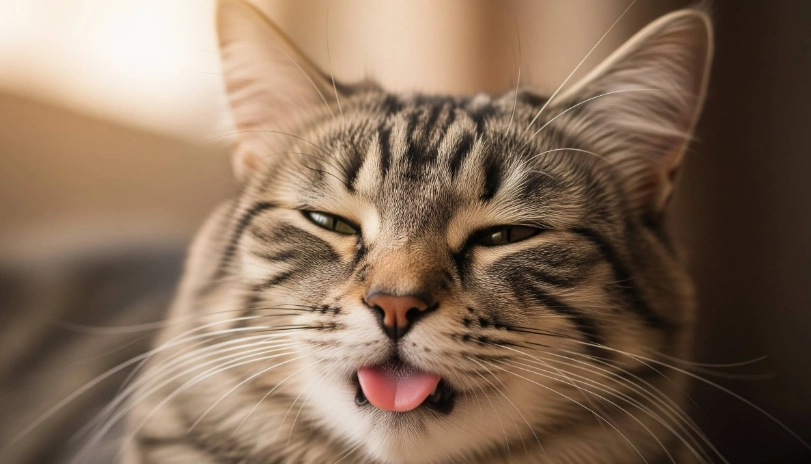 貓咪吐舌頭