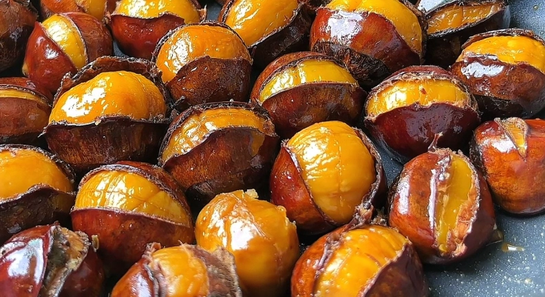 糖炒栗子黏皮處理